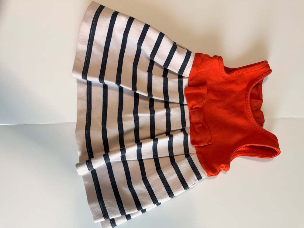 Janie and Jack Baby Girl‎ Red and Navy Striped Bow-Front Dress